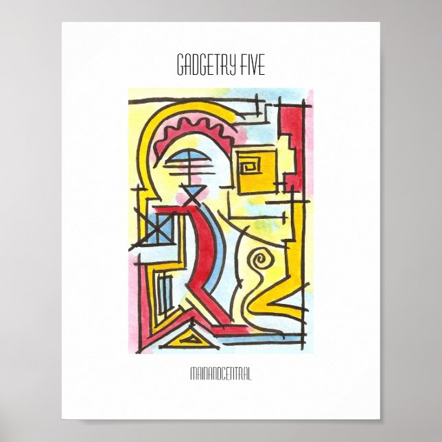 Gadgetry Five-Modern Bauhaus Geometric Watercolor Poster (Front)