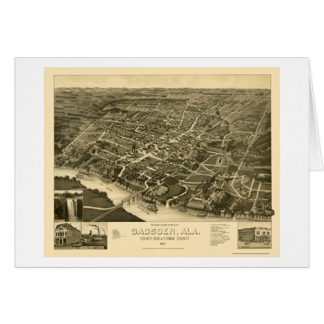 Gadsden, AL Panoramic Map - 1887 (Front Horizontal)