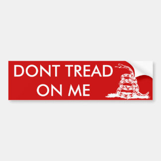 Gadsden_flag 11in Bumper2 White on Red Bumper Sticker