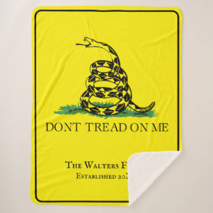 Gadsden Flag Don’t Tread on Me Family Name Estd Dt Sherpa Blanket