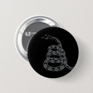 Gadsden Flag Don't Tread on Me Black and White 6 Cm Round Badge