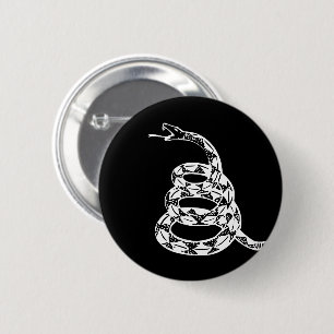 Gadsden Flag Don't Tread on Me Black and White 6 Cm Round Badge