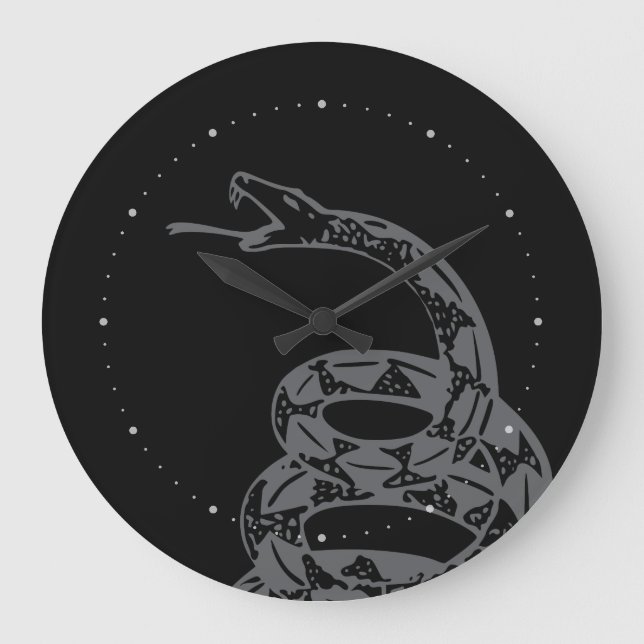 Gadsden Flag Don't Tread on Me Grey Large Clock (Front)