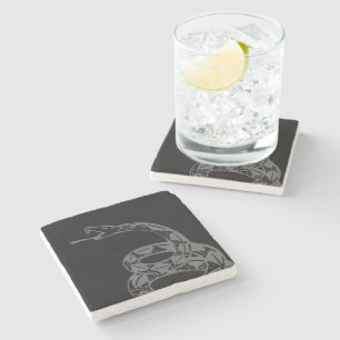 Gadsden Flag Don't Tread on Me Grey Stone Coaster
