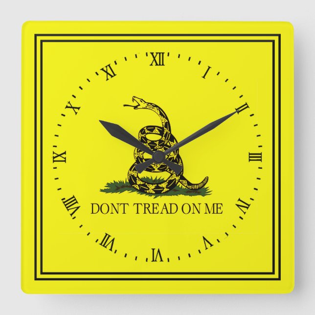 Gadsden Flag Dont Tread On Me Square Wall Clock (Front)