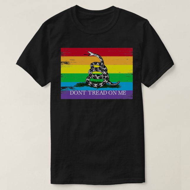Gadsden flag LGBT Donamp39t tread on me Libertaria T-Shirt (Design Front)