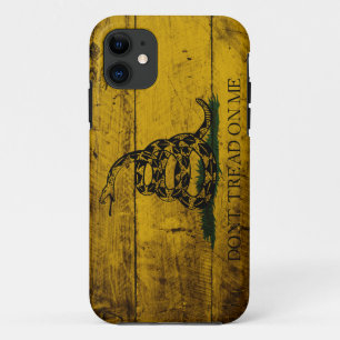 Gadsden Flag on Old Wood Grain iPhone 11 Case