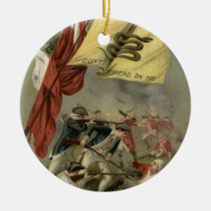 Gadsden Flag Revolutionary War Bunker Hill Ceramic Tree Decoration