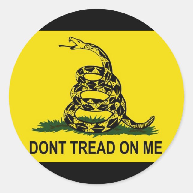 Gadsden Flag Round Sticker (Yellow/Black) (Front)