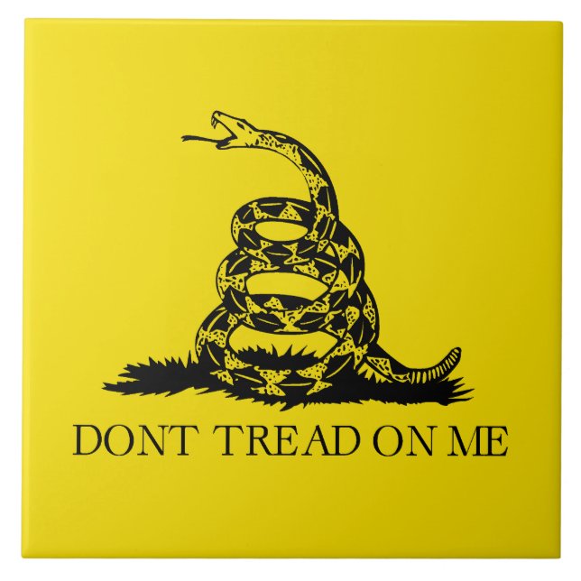 Gadsden Rattlesnake Flag: Revolutionary War 1776 Ceramic Tile (Front)