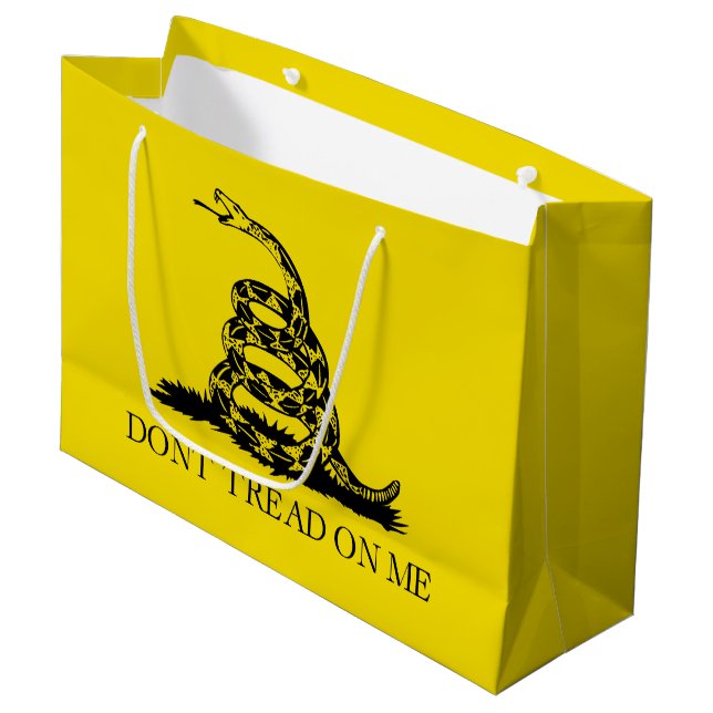 Gadsden Rattlesnake Flag: Revolutionary War 1776 Large Gift Bag (Front Angled)