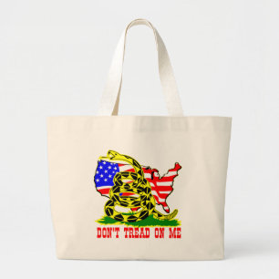 Gadsden Snake Don't Tread On Me w/ American Flag Large Tote Bag