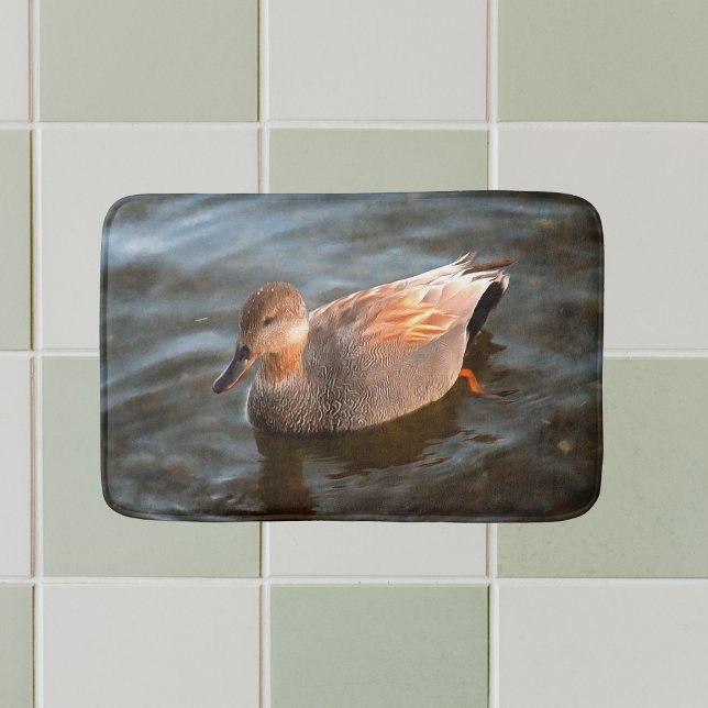 Gadwall Duck Drake on the Lake Bath Mat (Creator Uploaded)