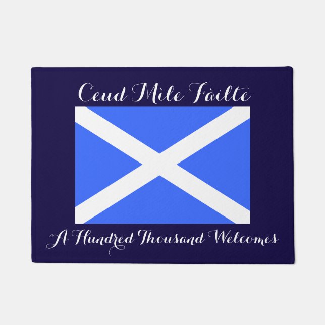 Gaelic Hundred Thousand Welcomes Scotland Flag Doormat (Front)
