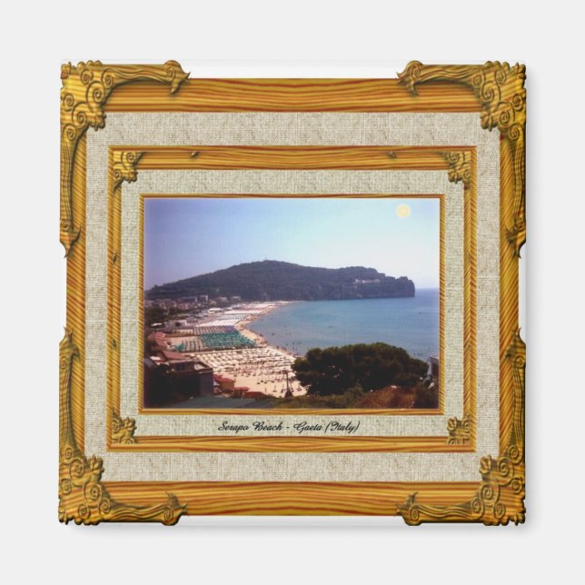 Gaeta Beach Vintage Frame Magnet (Front)