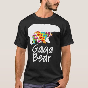 Gaga Autism Awareness Bear Rainbow Puzzle Ribbon D T-Shirt