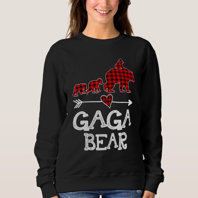 Gaga Bear  Red Buffalo Plaid Gaga Bear Pajama Sweatshirt (Front)