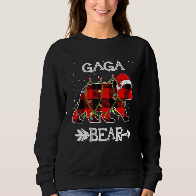 Gaga Bear  Red Buffalo Plaid Mum Bear Pajama Sweatshirt (Front)