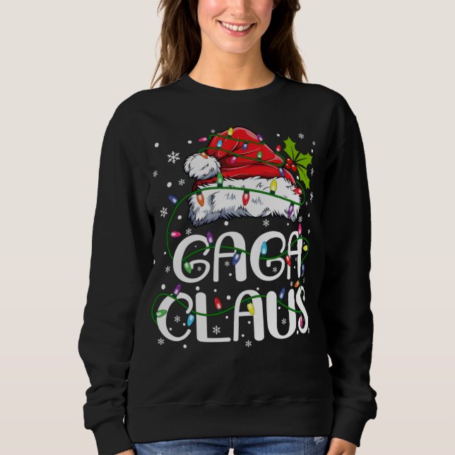Gaga Claus Christmas Lights Pajama Family Matching Sweatshirt (Front)