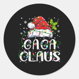 Gaga Claus Christmas Santa Hat Matching Family Xma Classic Round Sticker