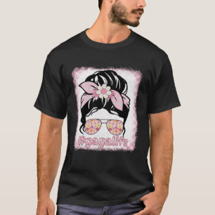 Gaga Messy Bun Bleaches Groovy Hippie Flower Mothe T-Shirt
