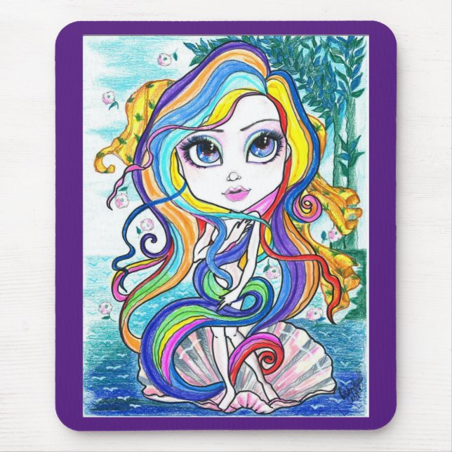 Gaga Nymph on The Half Shell Fantasy Art Mousepad (Front)