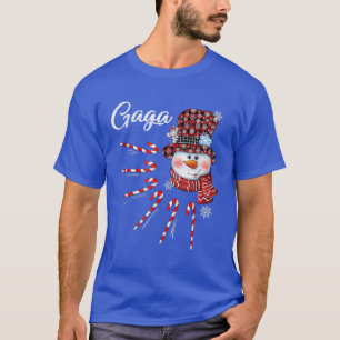 Gaga Snowman Candy Cane Christmas Red Plaid Hat  T-Shirt