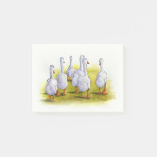 Gaggle of Geese Walking Away, Watercolor Painting Post-it Notes