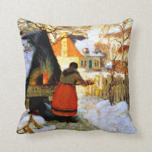 Gagnon - Heating the Oven, Winter Scene Cushion
