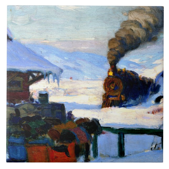 Gagnon - The Train, Baie-Saint-Paul Ceramic Tile (Front)