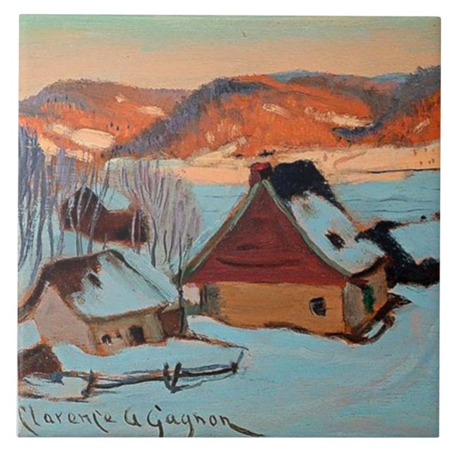 Gagnon - Twilight - Winter in Quebec Ceramic Tile (Front)