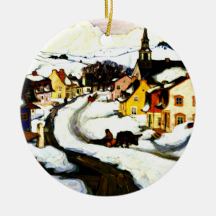 Gagnon - Village in the Laurentian Mountains, Ceramic Ornament