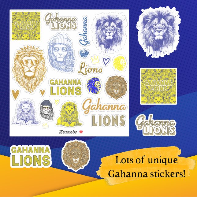Gahanna Lions Blue and Yellow Vinyl Sticker Sheet (Creator Uploaded)