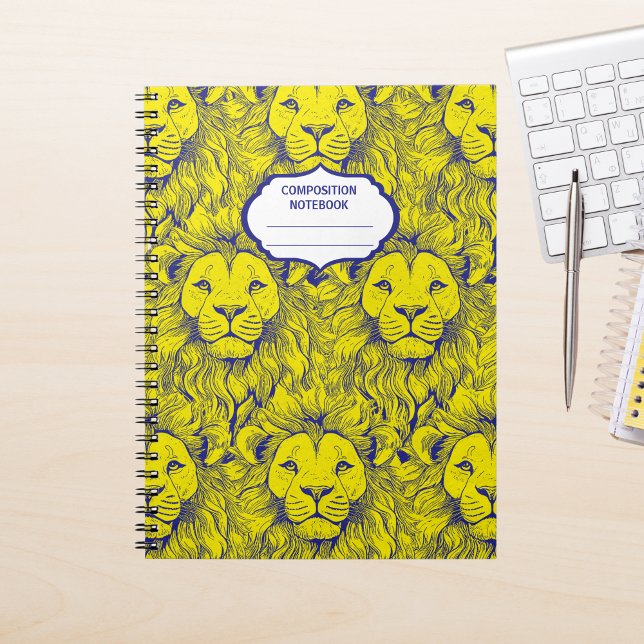 Gahanna Lions Retro Pattern Blue Yellow Spiral  Notebook (Creator Uploaded)