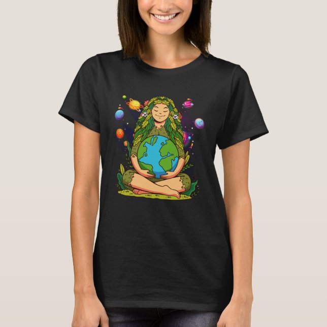 Gaia Greek Goddess Mother Earth Day Hippie Nature T-Shirt (Front)
