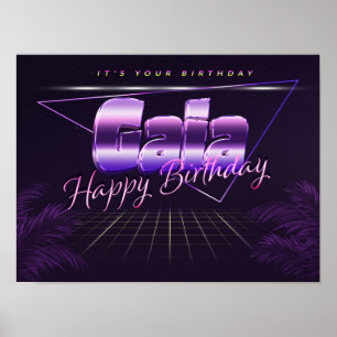 Gaia Name Vorname lila retro Poster Geburtstag