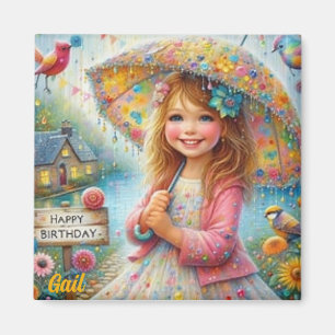 GAIL~ HAPPY BIRTHDAY ~Attractive Vintage Girl ~ Magnet