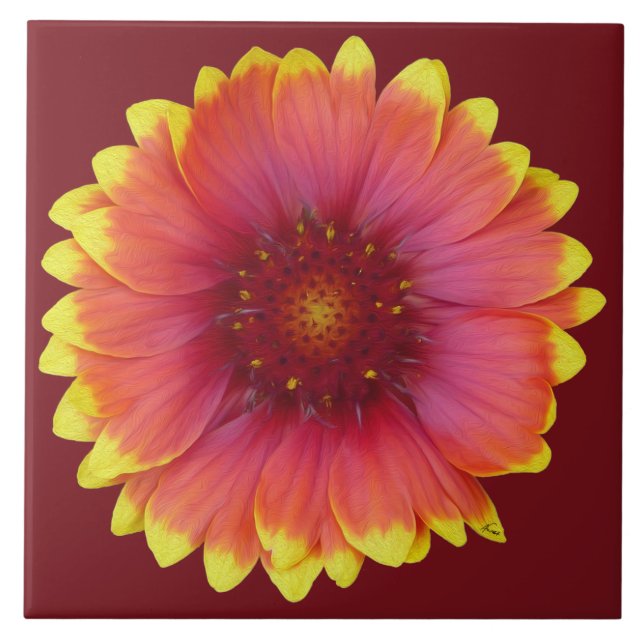 Gaillardia 1 ceramic tile (Front)