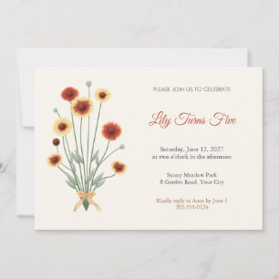 Gaillardia Blanket Flower Kids Birthday Invitation
