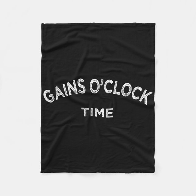 Gain O'clock Time Funny Powerlifting Bodybuilding  Fleece Blanket (Front)