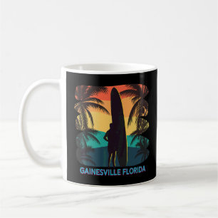 Gainesville Florida Palm Tree Surfboard Surfer Sur Coffee Mug