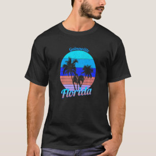 Gainesville Florida Retro Tropical Palm Trees Vaca T-Shirt