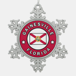 Gainesville Florida Snowflake Pewter Christmas Ornament