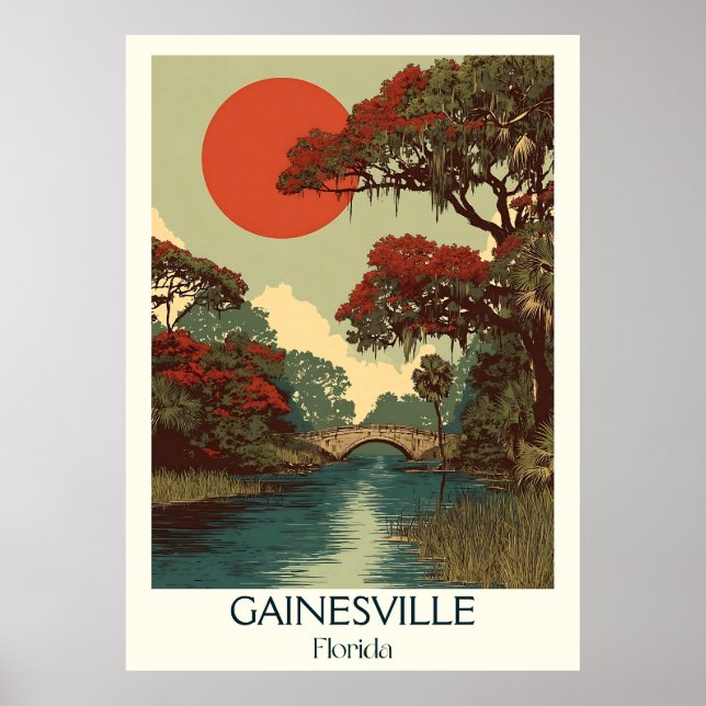 Gainesville Florida Vintage Nature Travel Art Poster (Front)