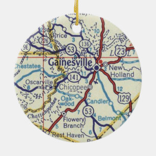 Gainesville Georgia Map Ceramic Ornament