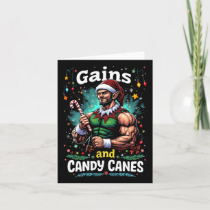 Gains And Candy Canes Christmas Elf Gym Workout Card