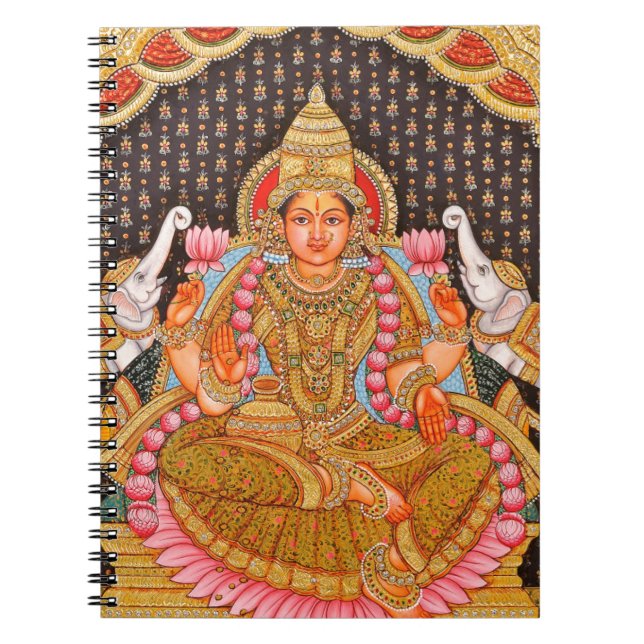 GAJA LAKSHMI INTRICATE TANJORE PAINTING {SOUTH IND NOTEBOOK (Front)