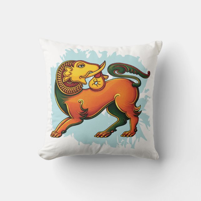 Gajasinha – Mythical Guardian of Strength Cushion (Front)