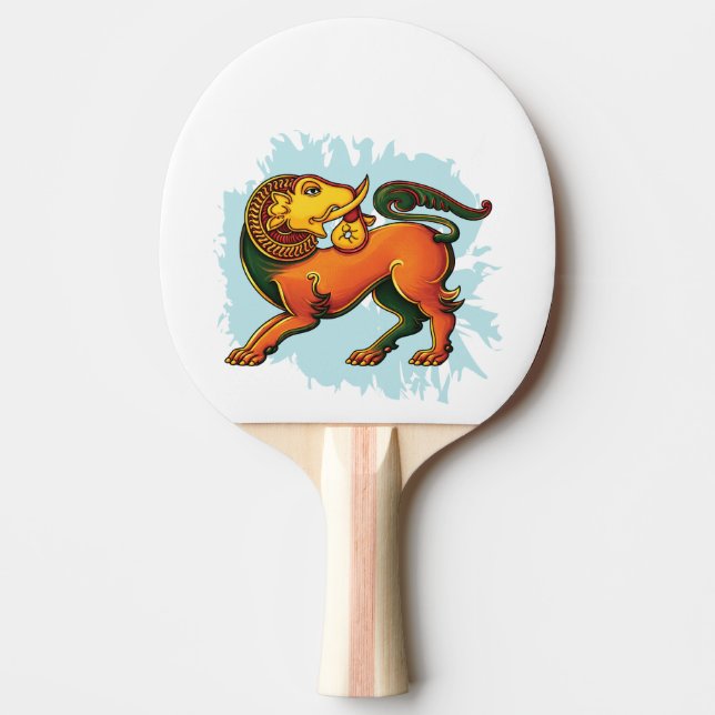 Gajasinha – Mythical Guardian of Strength Ping Pong Paddle (Front)