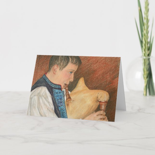 Gajde Bagpiper Holiday Card (Front)